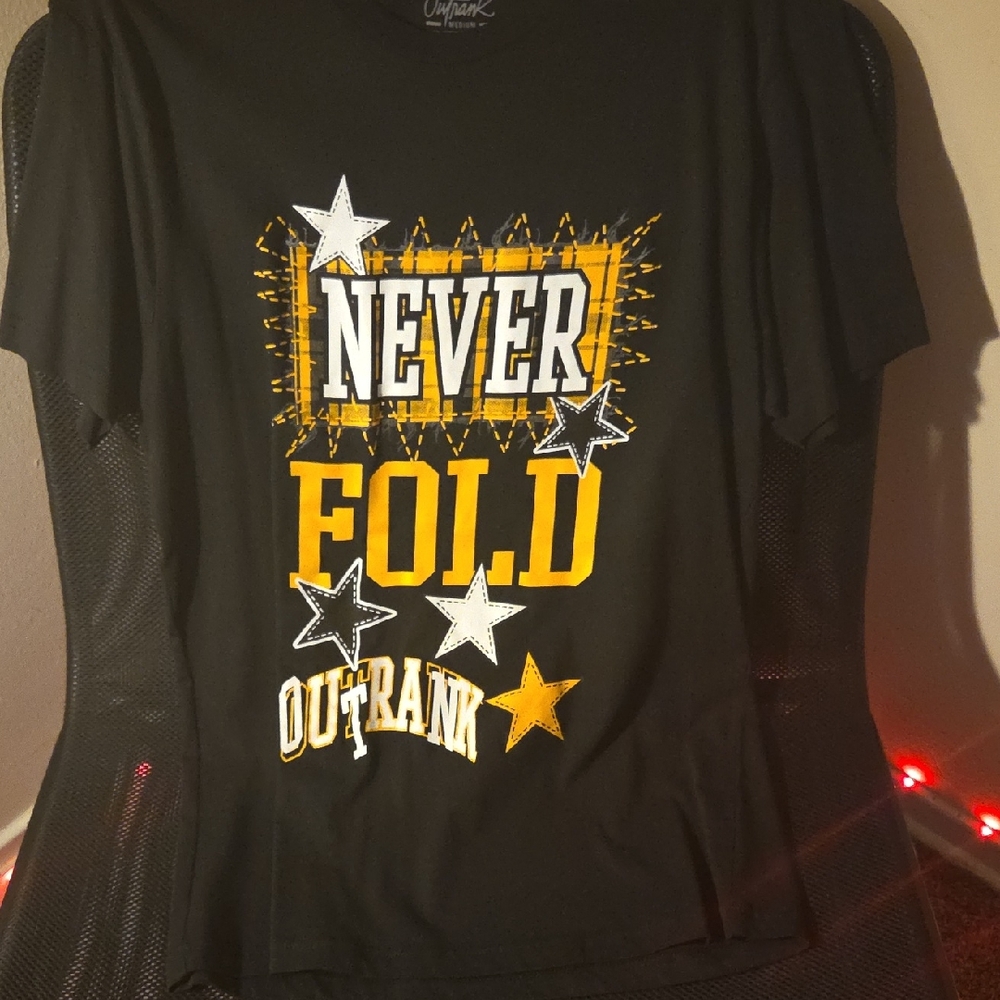 Black Graphic Tee with Yellow and White Accents